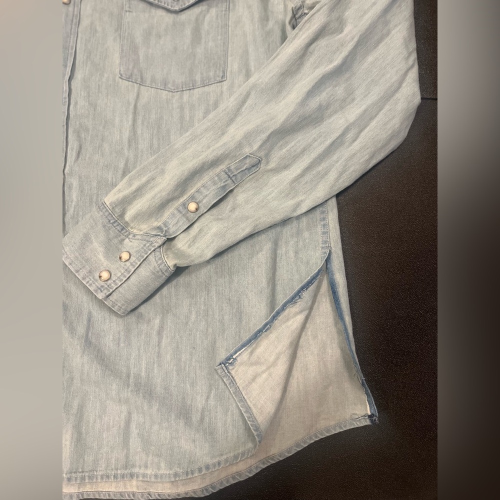Austin Post Daybreak Denim Western Shirt Big Sky 100% Cotton Post Malone $198 - Picture 9 of 15